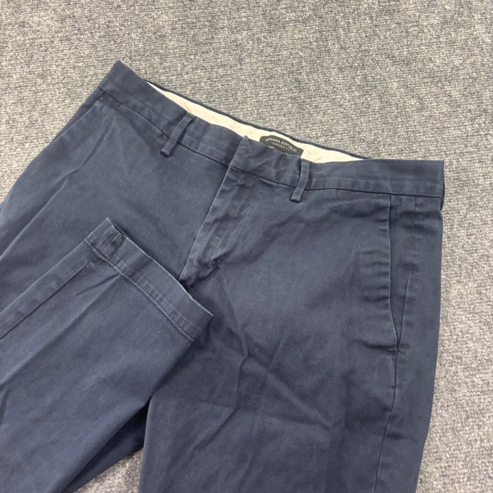 Banana Republic Tapered Fit Chinos 32x30 Navy Blue Stretch Cotton Pants Mens